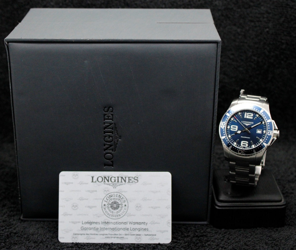 MEN'S LONGINES HYDROCONQUEST BLUE DIAL REF.L3.640.4 DAY SWISS WATCH