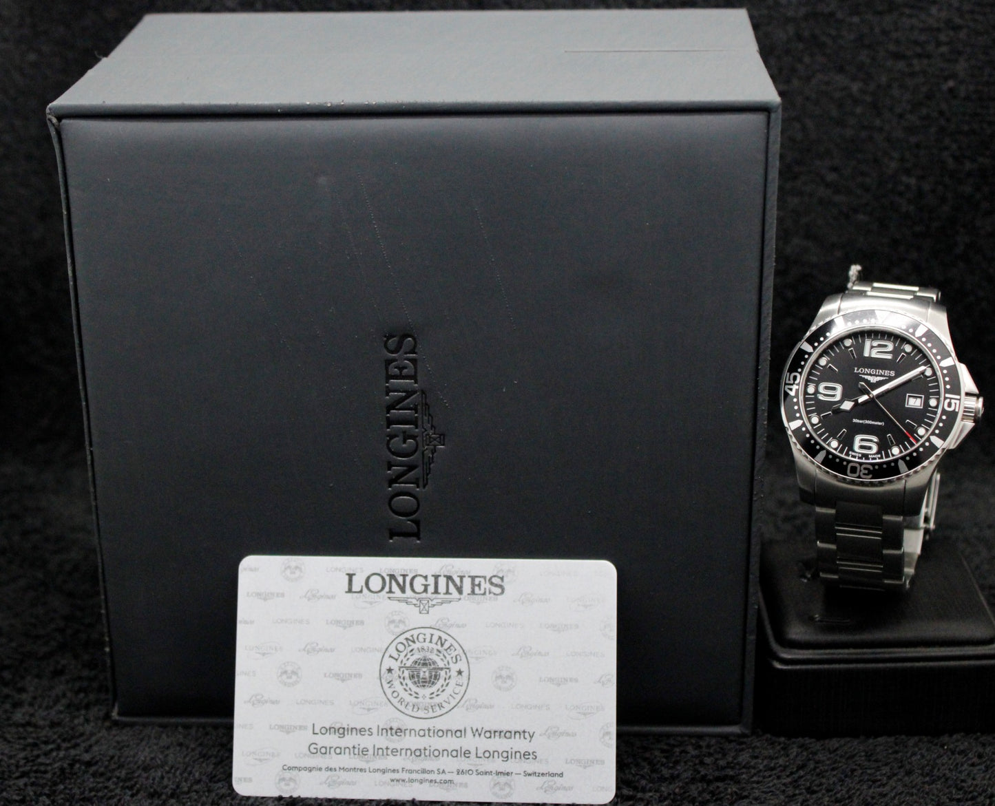 MEN'S LONGINES HYDROCONQUEST BLACK DIAL DAY REF.L3.640.4 SWISS WATCH